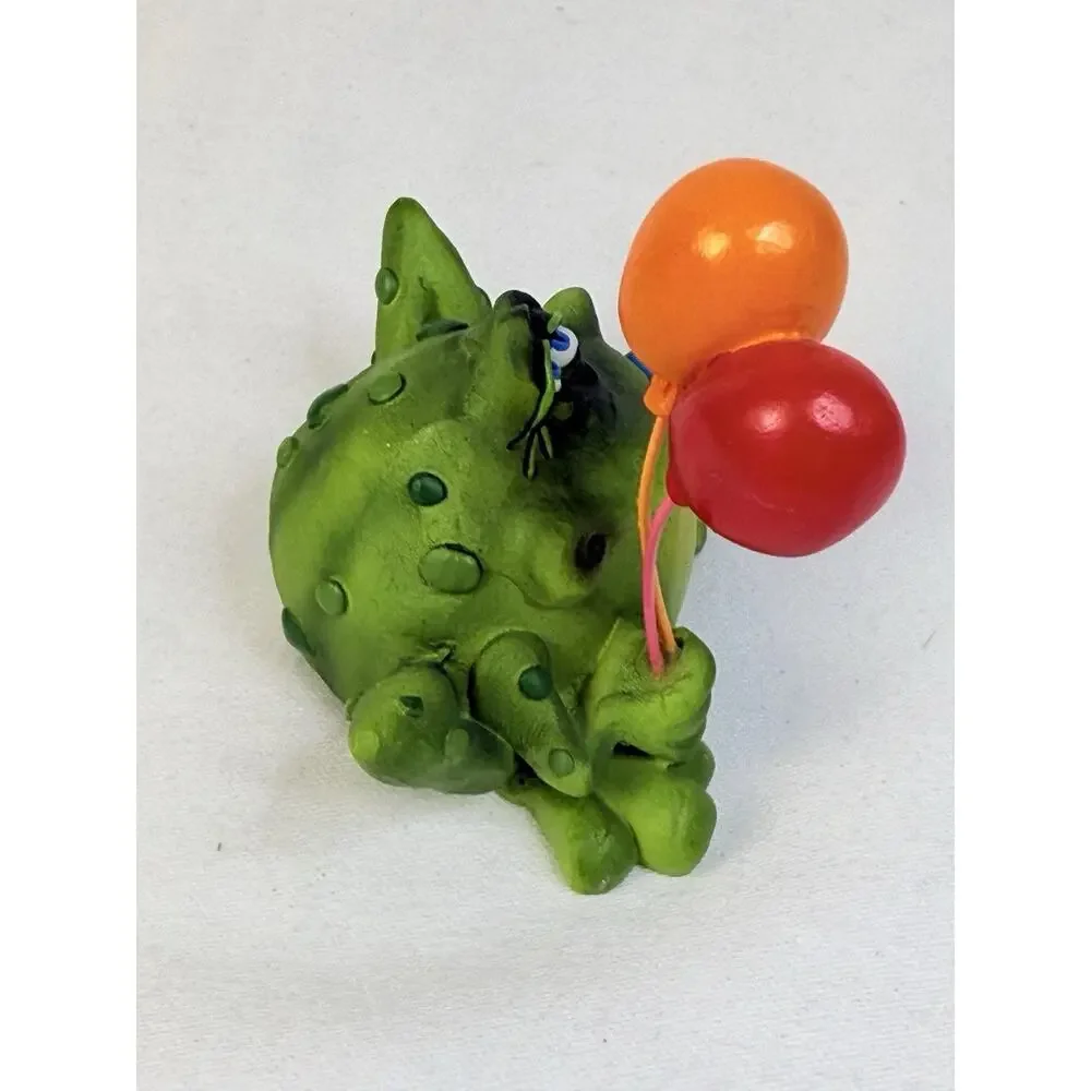 Russ Birthday Frog Figurine Signed Douglas Balloon Gift Resin Collectable
